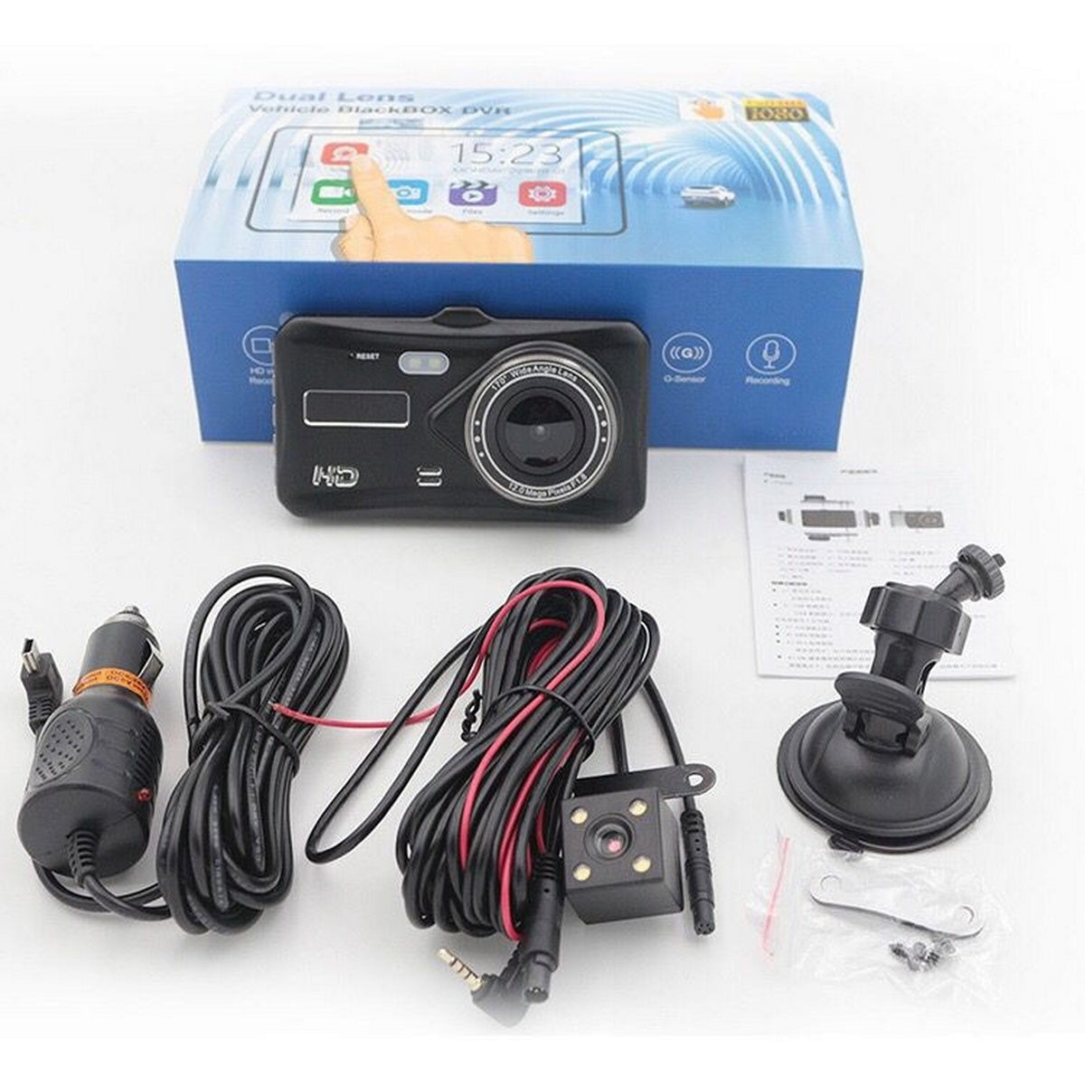 Cámara DVR Dual 1080P para Carro - Grabación Frontal y Trasera con Pantalla 4"